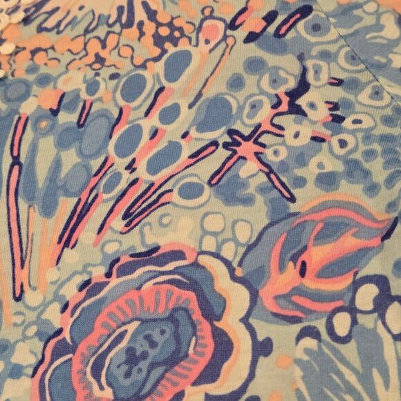 Talbots Cotton Modal Knit Embroidered Crocheted Trim Tunic Top, Size Large - Picture 5 of 7